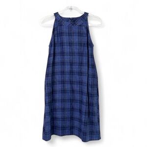 J. Jill Blue Plaid Sleeveless Mini Dress